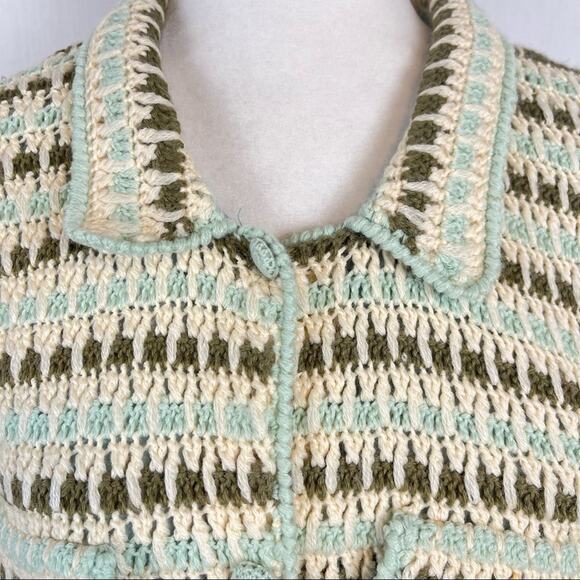 Anthropologie HWR Crocheted Wool Blend Top Sweater Blazer Jacket Medium - Picture 11 of 12